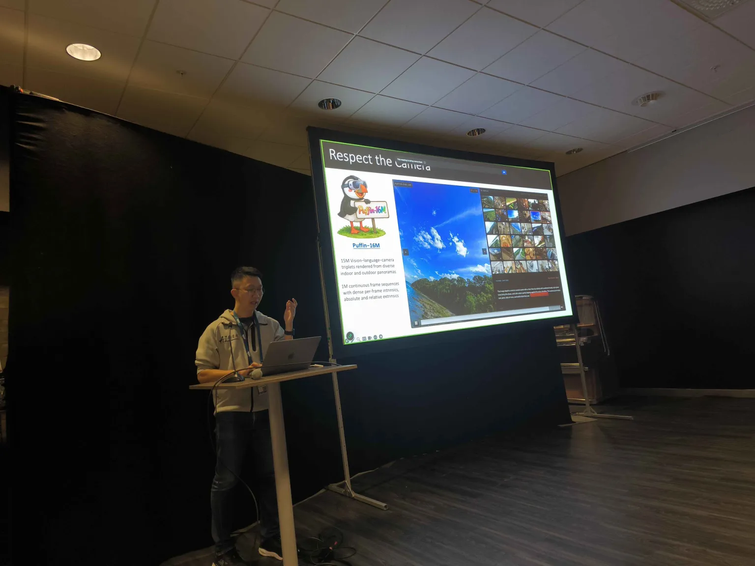 A speaker presenting research at the workshop